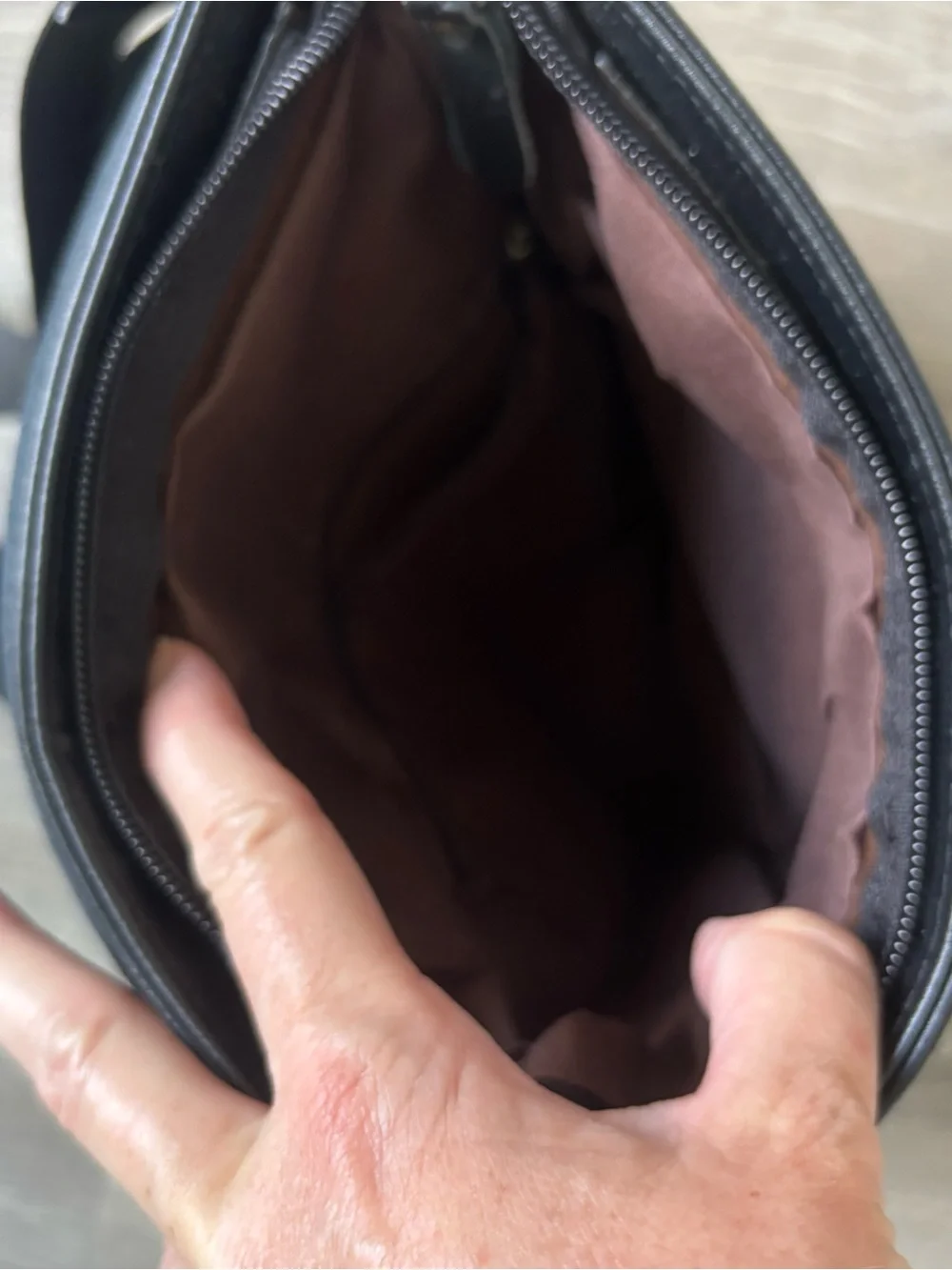 Lacoste Black Embossed Leather Messenger Bag